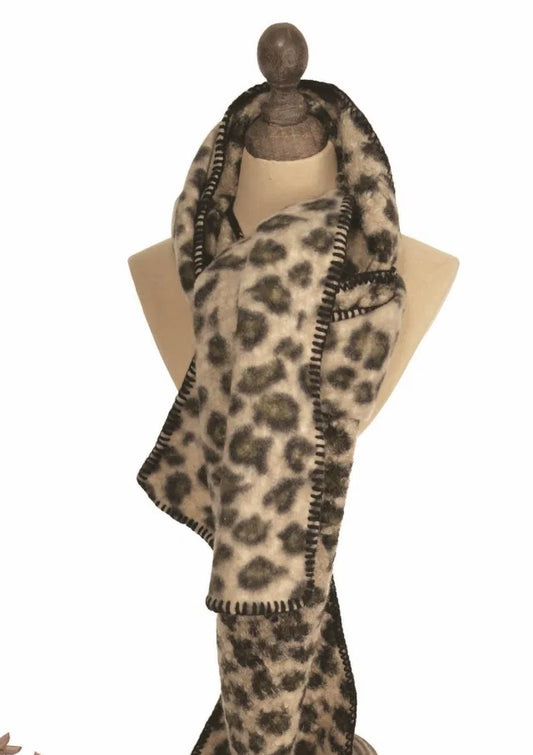 Animal print blanket stitch scarf.