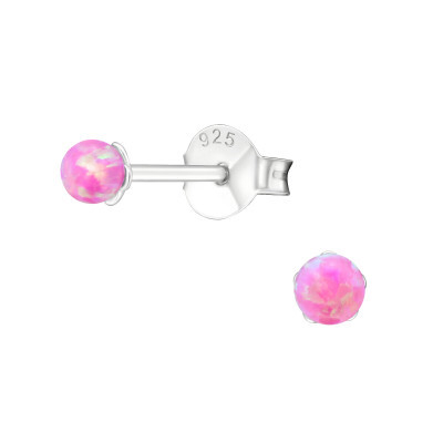 Pink opal tiny sterling silver earrings