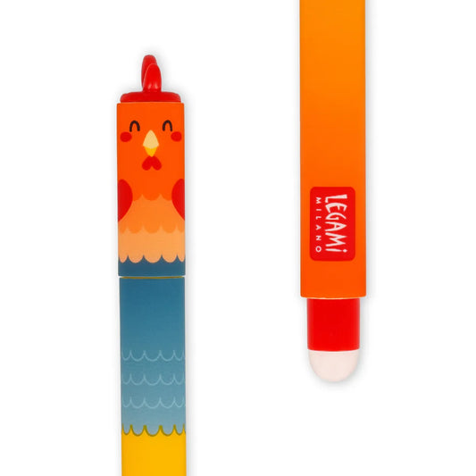 Chicken/ cockerel erasable pen by Legami