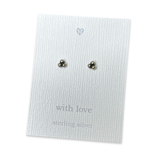 Triple ball trefoil dark silver studs