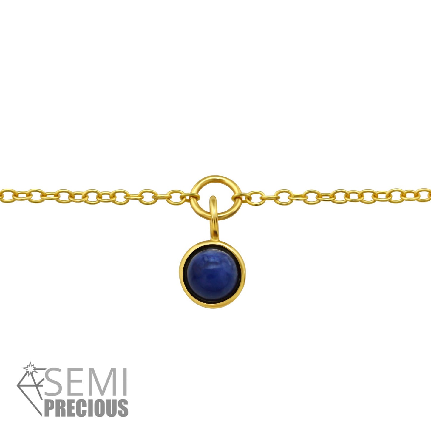Gold bracelet with sodalite.