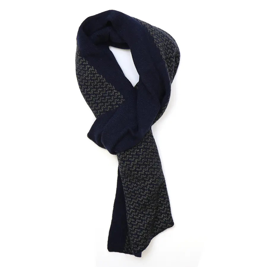 Navy and grey mix pull through scarf for men