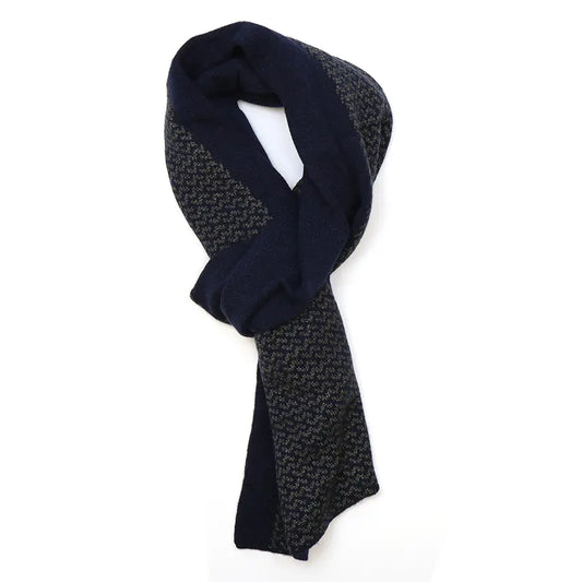 Navy and grey mix pull through scarf for men