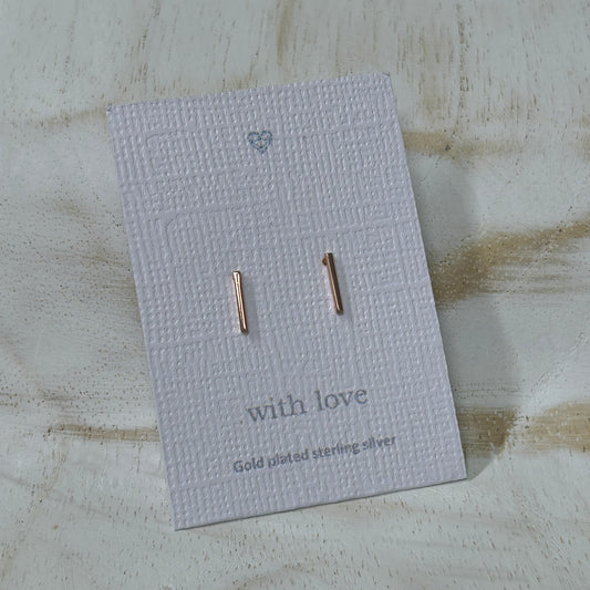 Rose gold bar plain stud earrings.
