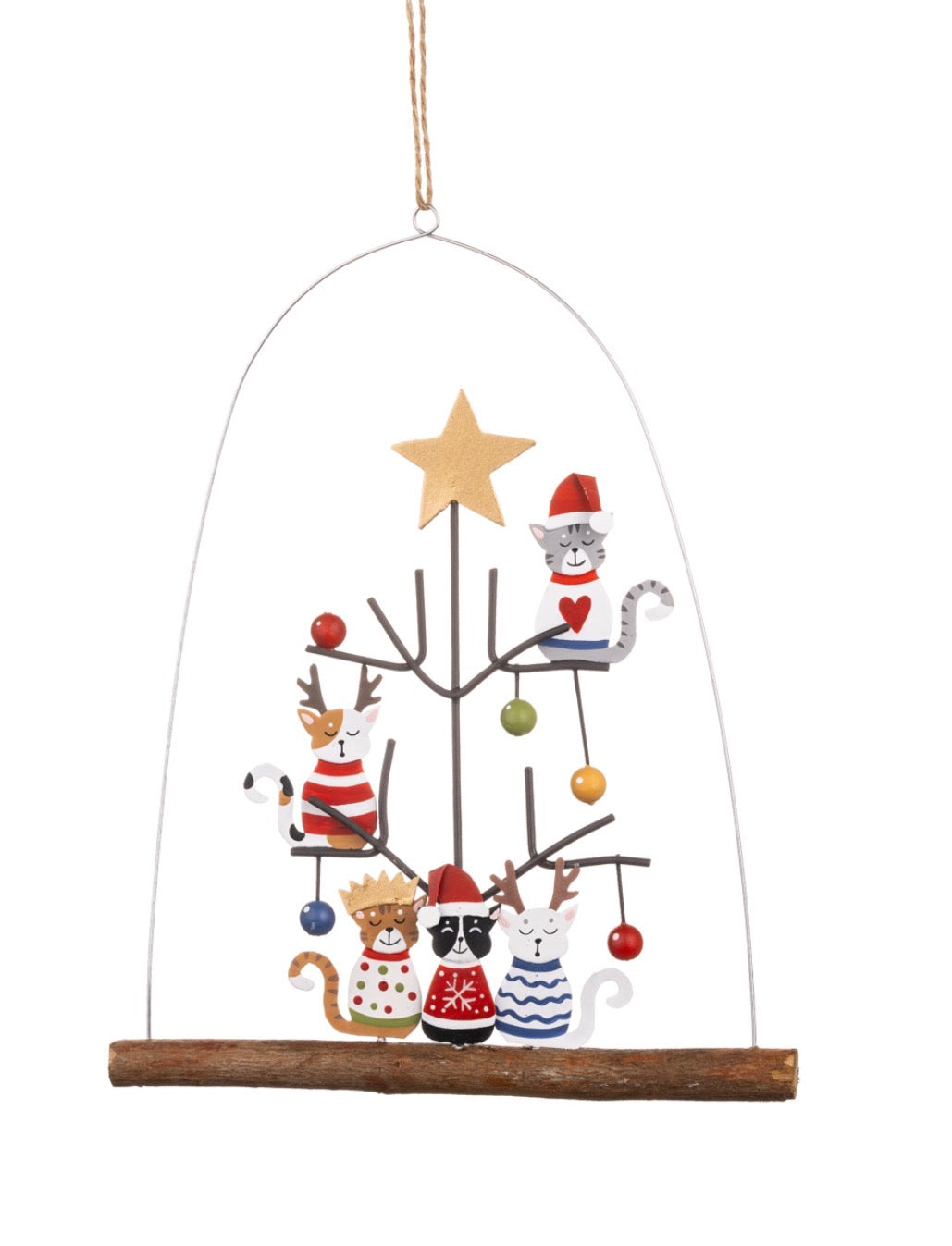 Cats in Star Christmas Tree Hanging
