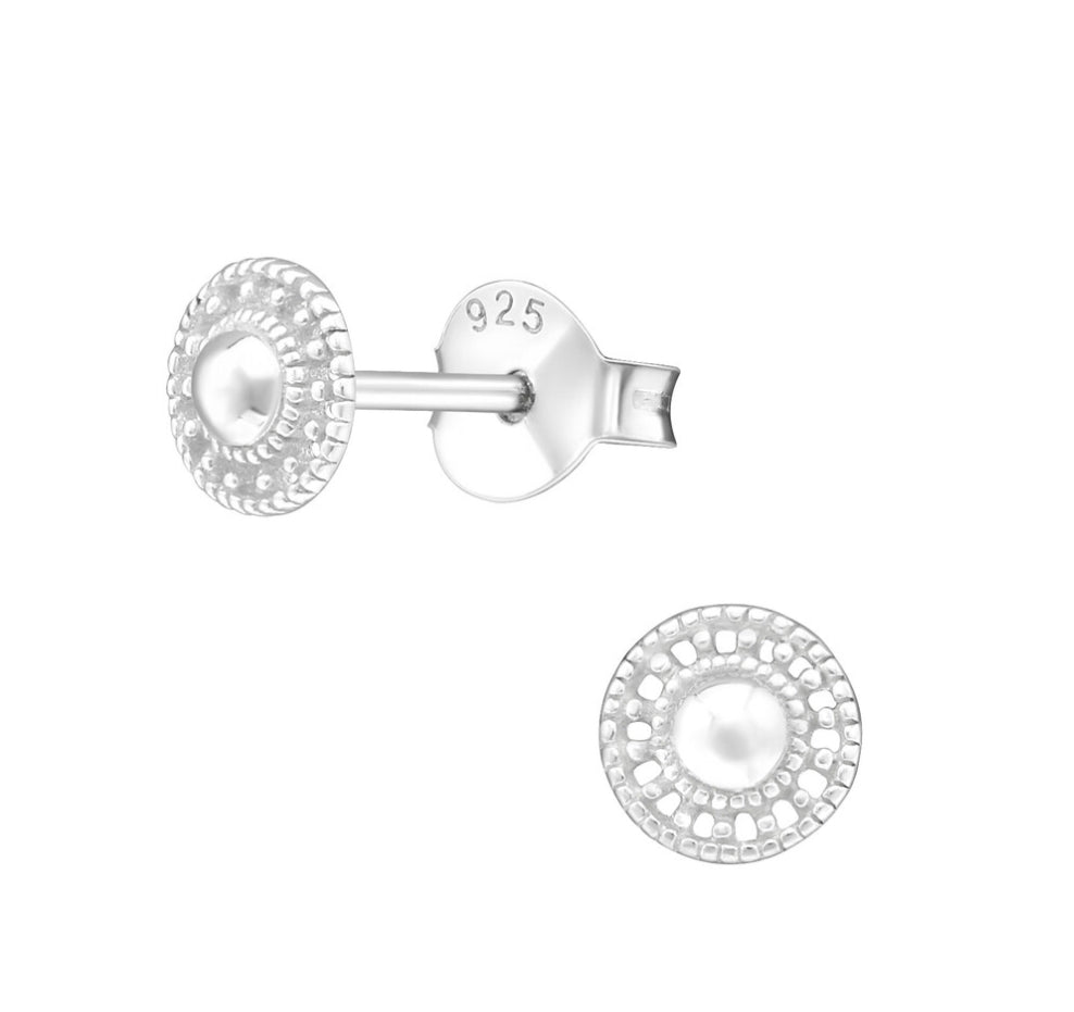 Circular Sterling silver stud earrings