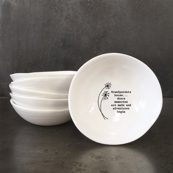 Medium hedgerow bowl 'grandparents house where memories are made & adventures begin'