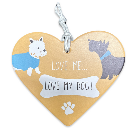 Hanging heart love me love my dog