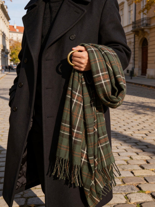 Classic Check tartan Racing green scarf