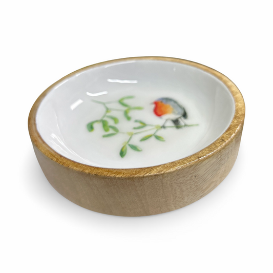 Robin & mistletoe 15cm mango wood bowl