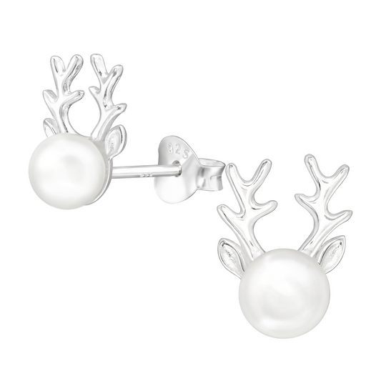 Reindeer head sterling silver earrings