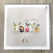60th birthday card. Drinks party.