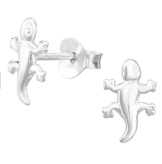 Tiny lizard sterling silver stud earrings