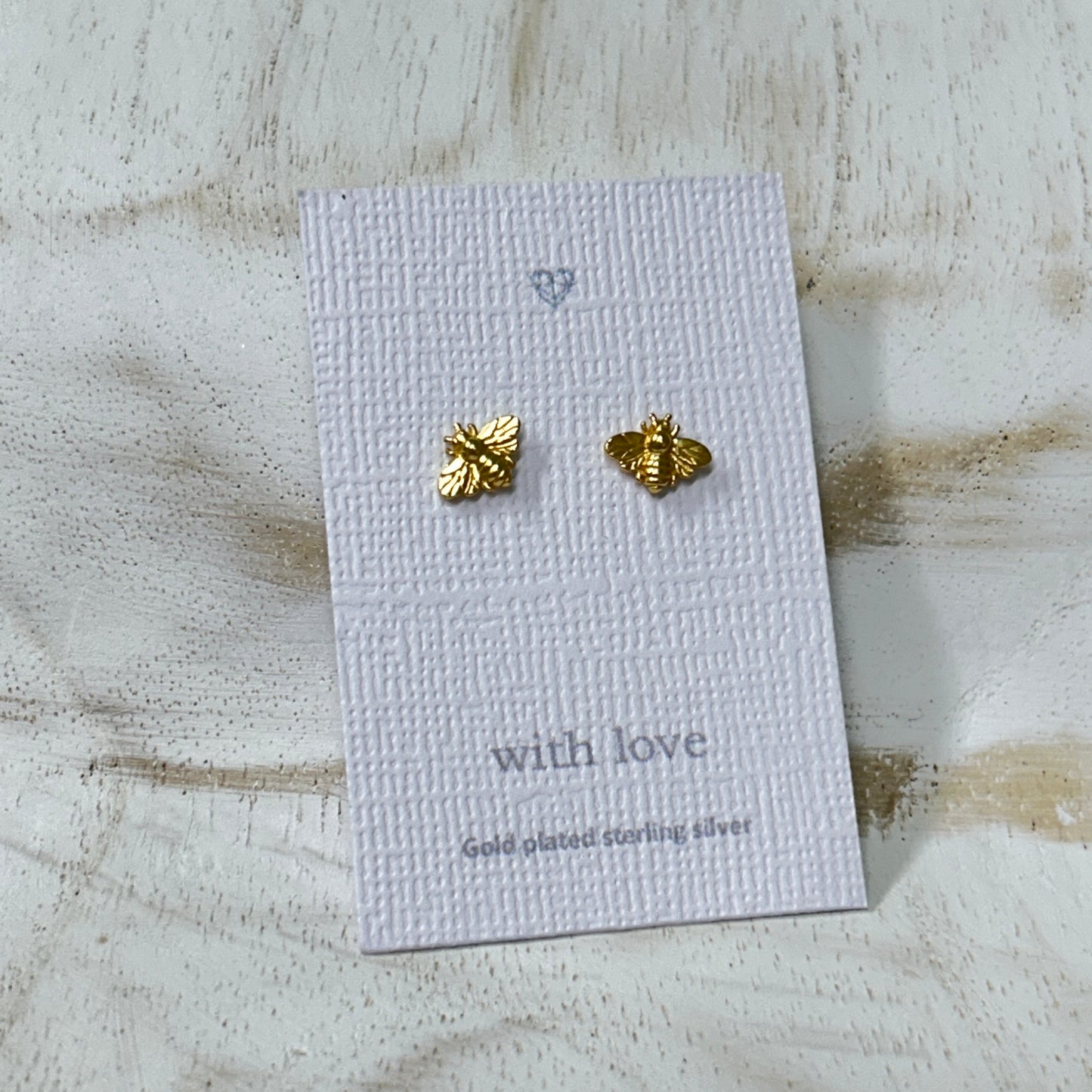 Gold bumble bee stud earrings