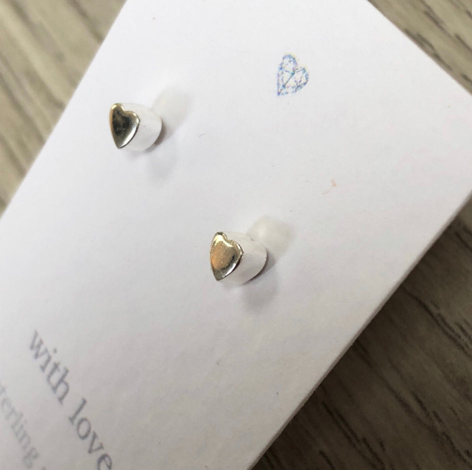 Chunky heart sterling silver stud earrings