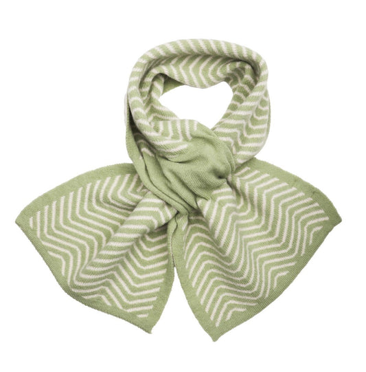 Herringbone knit green pull through scarf