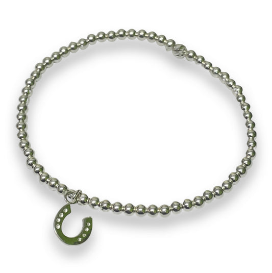 Sterling silver horse shoe beaded bracelet