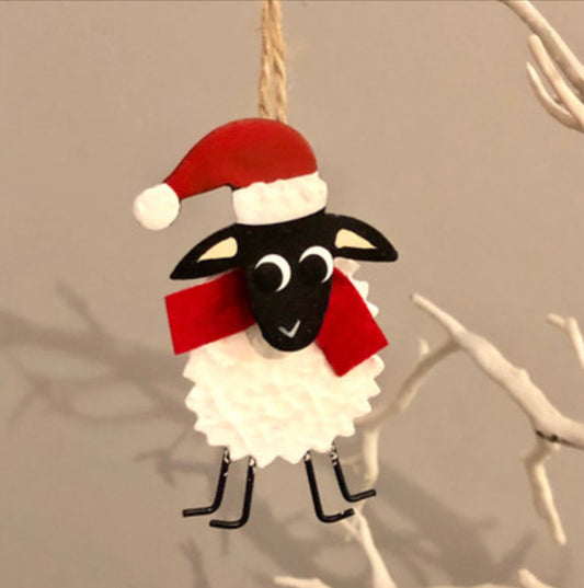 Sheep hanging decoration.  All I want for Christmas is ewe.  Christmas decoration by Shoeless Joe
