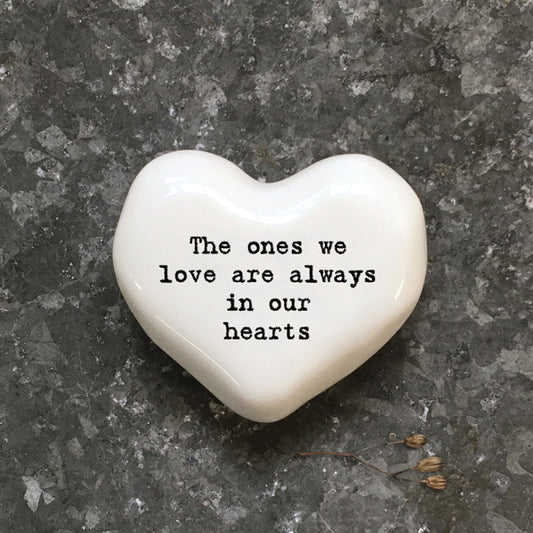 White heart token-The ones we love are always in our hearts
