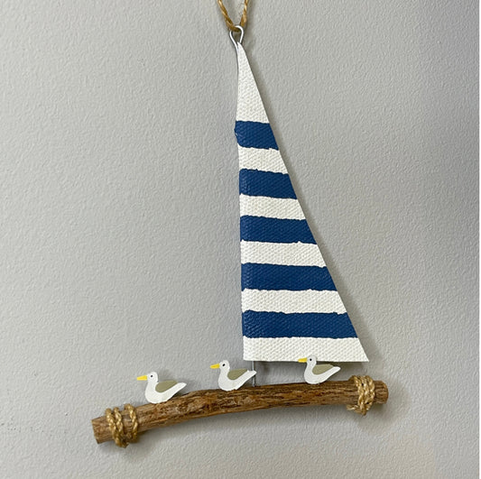Cast away seagulls on raft. Hanging decoration by Shoeless Joe