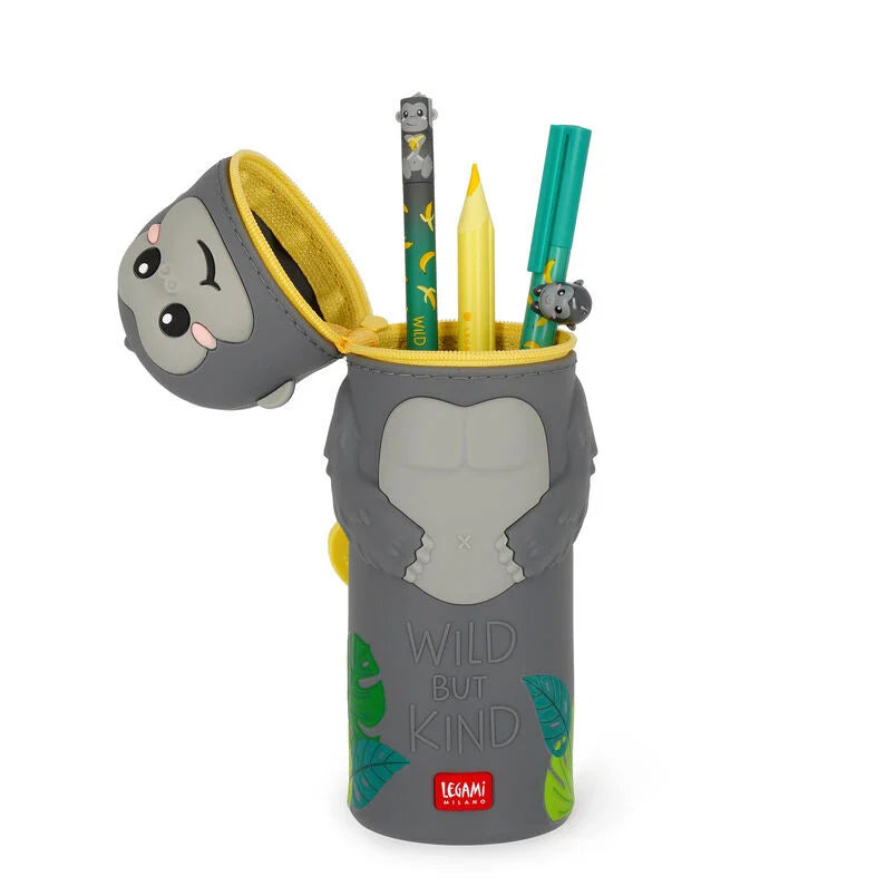 Gorilla "Wild but Kind" 2-in-1 Silicone Pencil Case - Kawaii