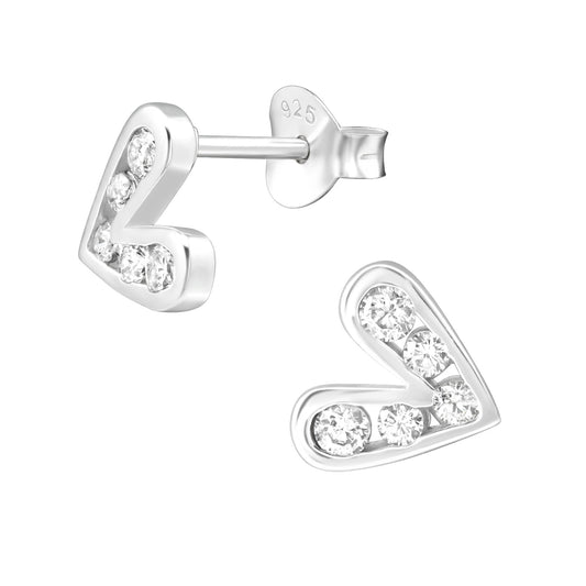 Heart sterling silver stud earrings