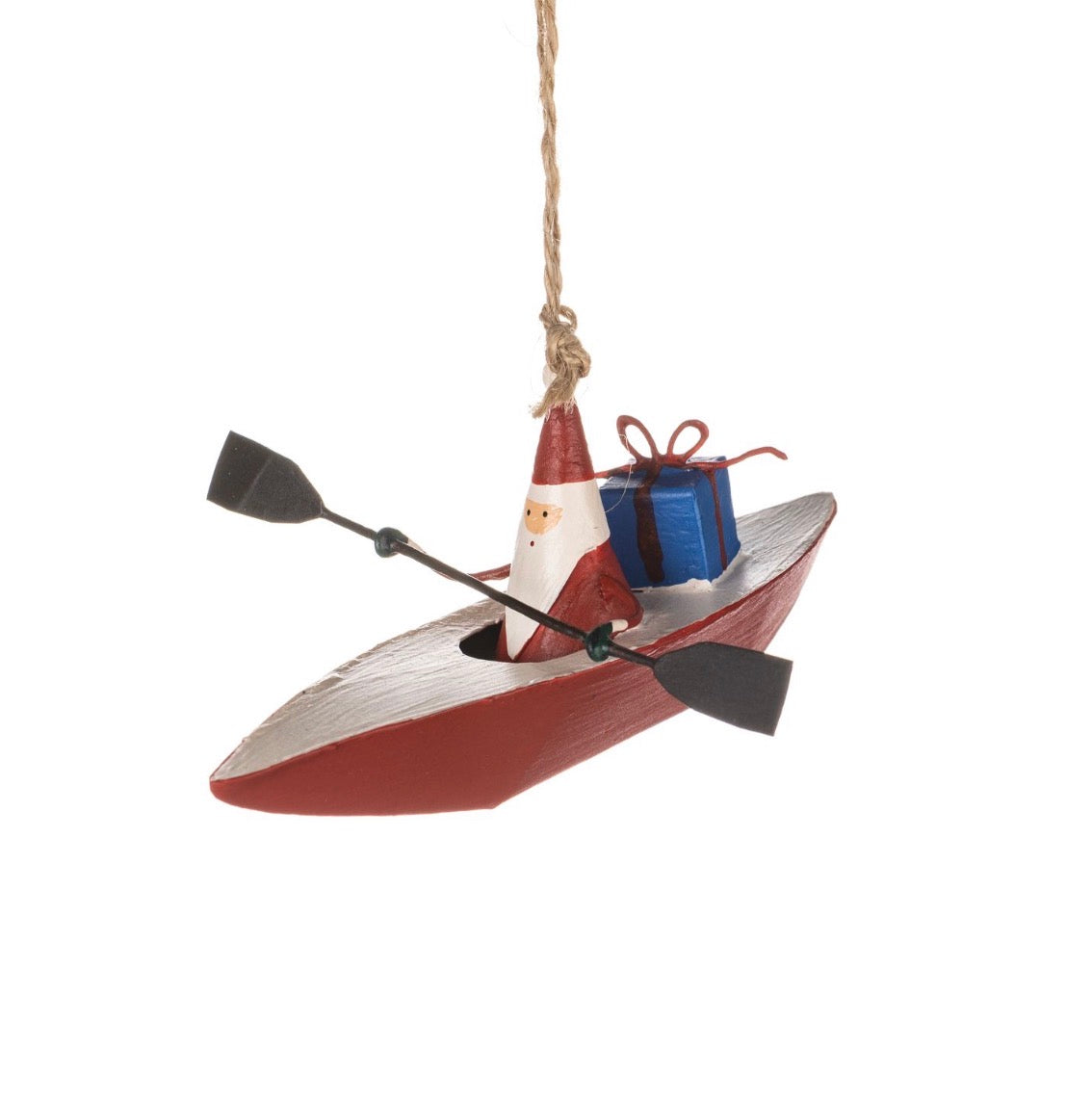 Kayak Santa Christmas tree decoration.