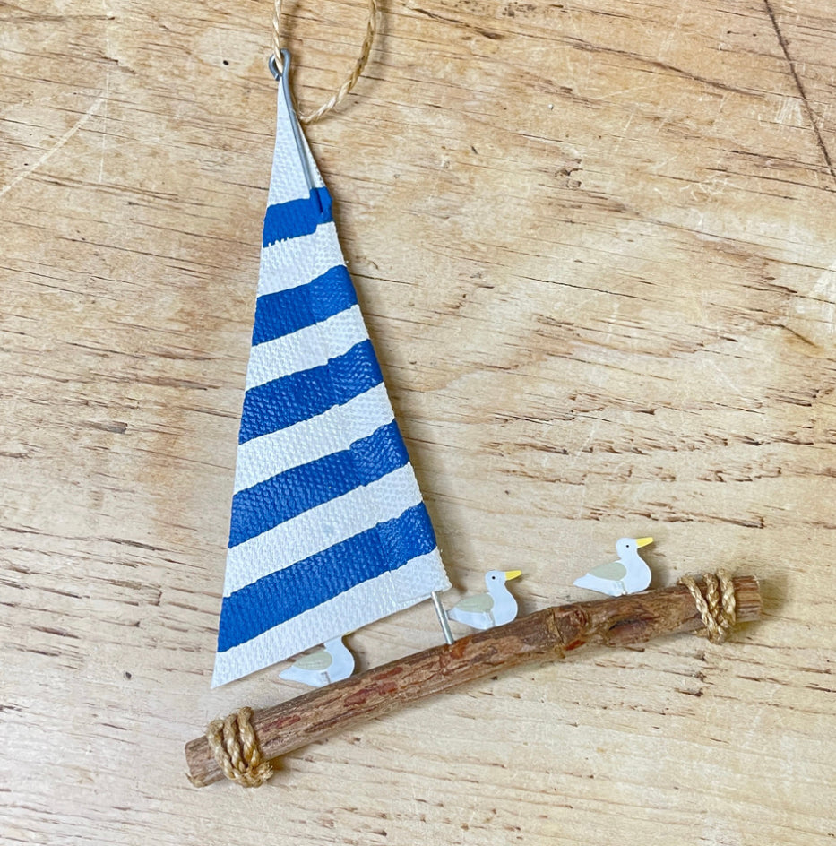 Cast away seagulls on raft. Hanging decoration by Shoeless Joe