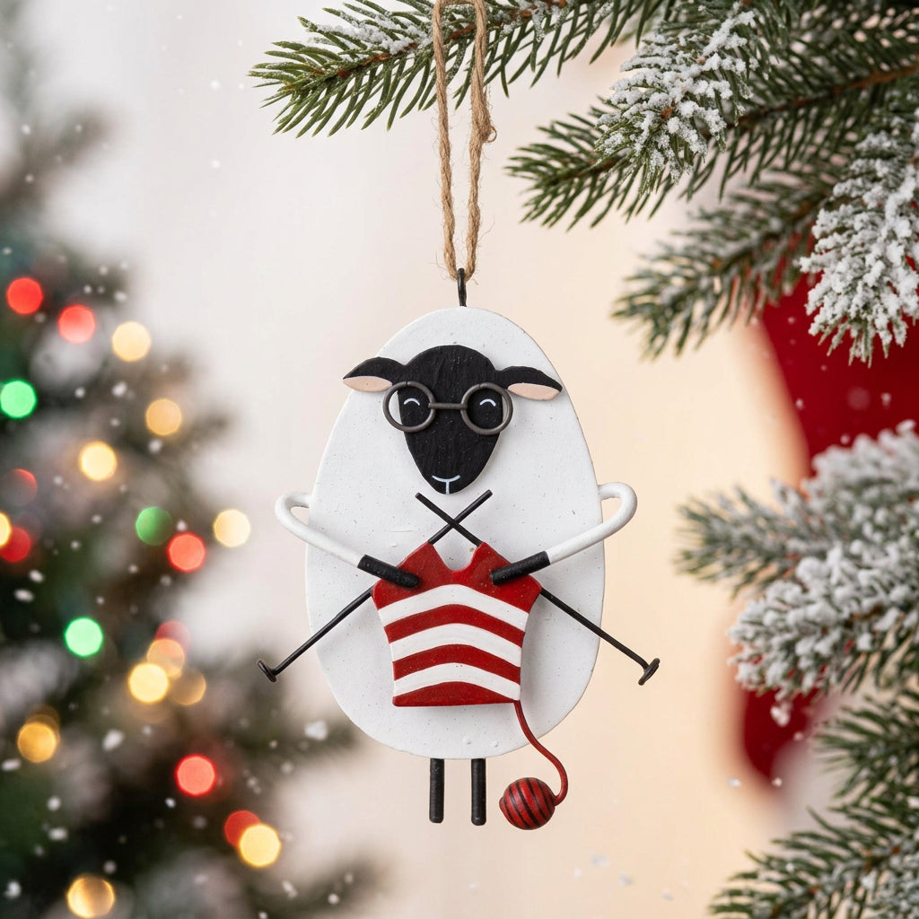 Hanging Sheep Knitting Christmas decoration