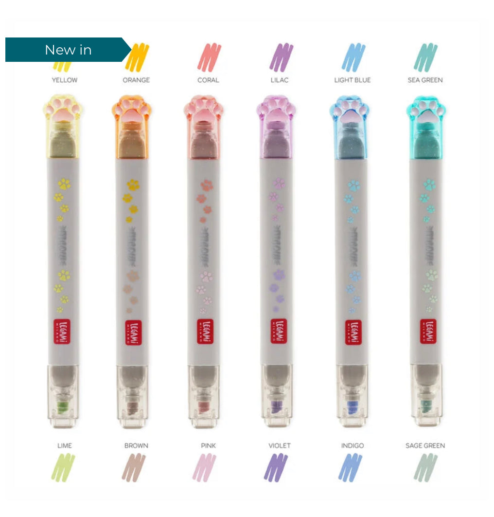 Meow cat paw pastel highlighter set by Legami