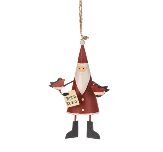 Feed the birds Santa. Hanging Father Christmas decoration Shoeless Joe