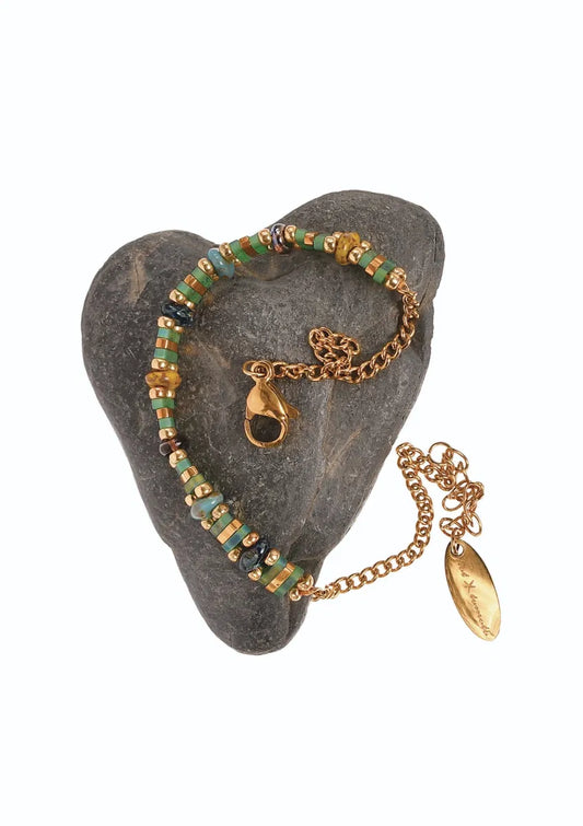 Miyuki Bead Blend Bracelet gold plate stainless steel