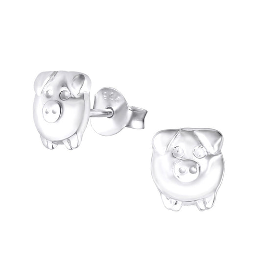 Pig sterling silver stud earrings