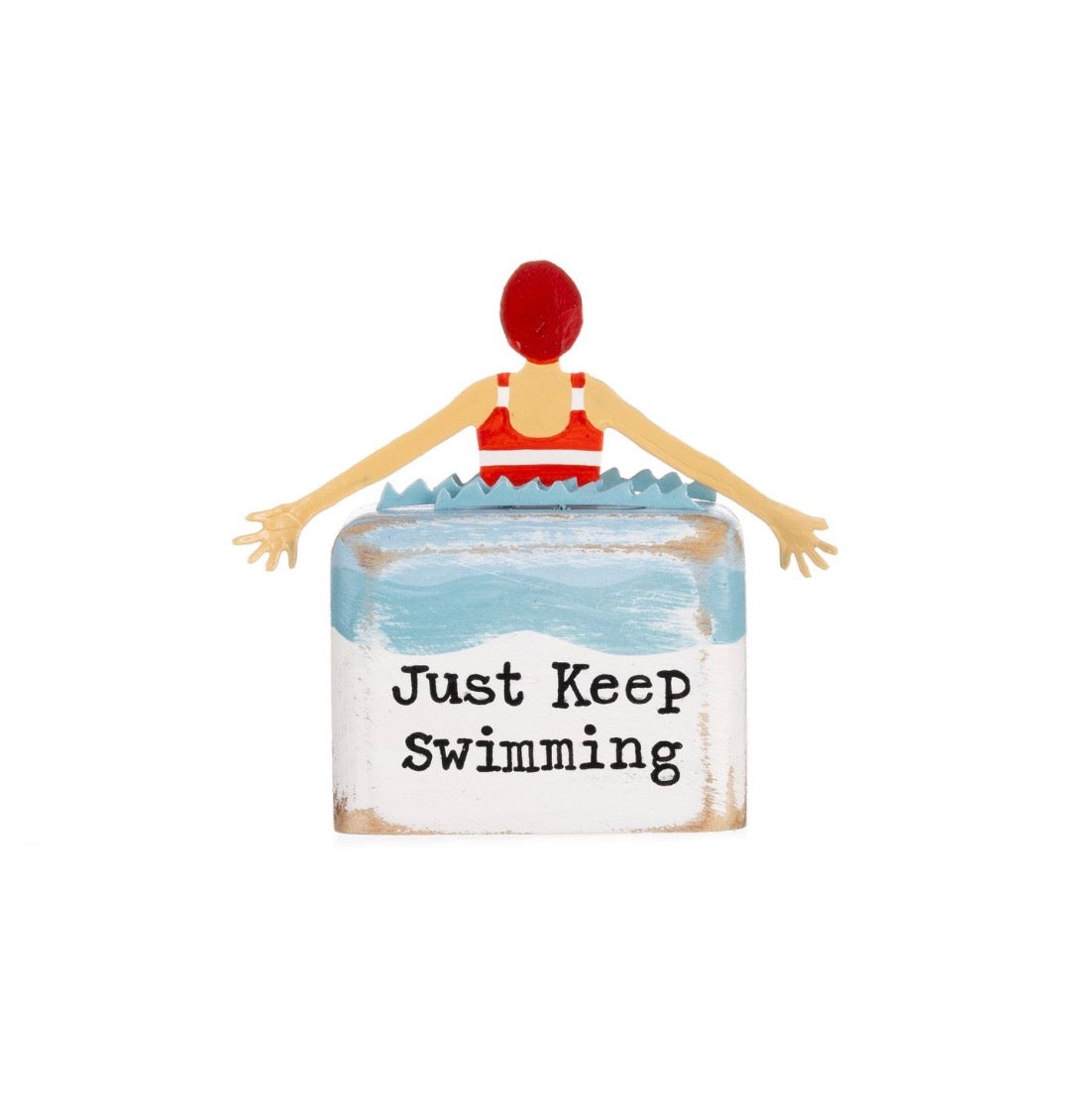 Just keep swimming block ornament by shoeless joe.