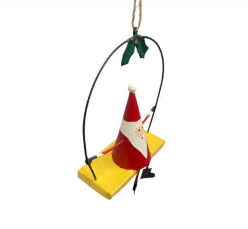 Santa on a swing hanging Christmas tree decoration by Shoeless Joe
