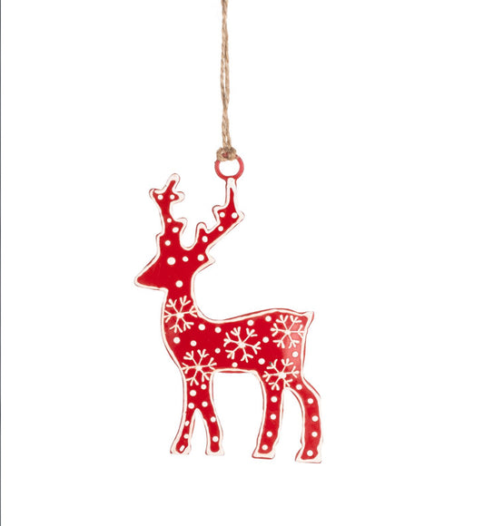 Red Snowflake Stag - Hanging decoration