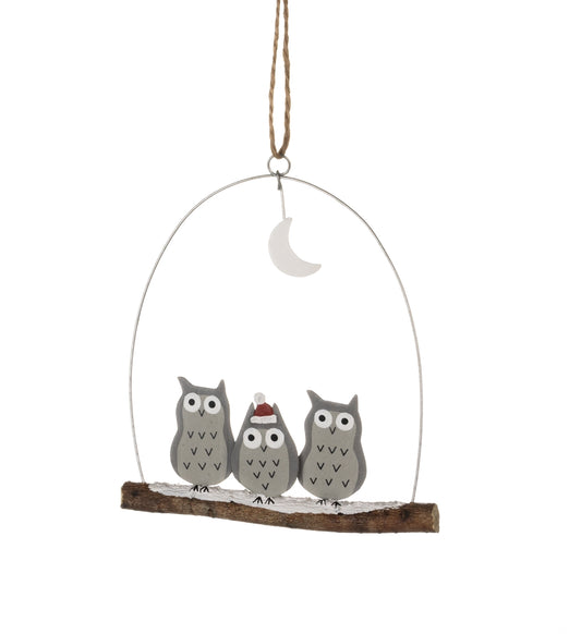 Trio for Owls hanging Christmas decoration
