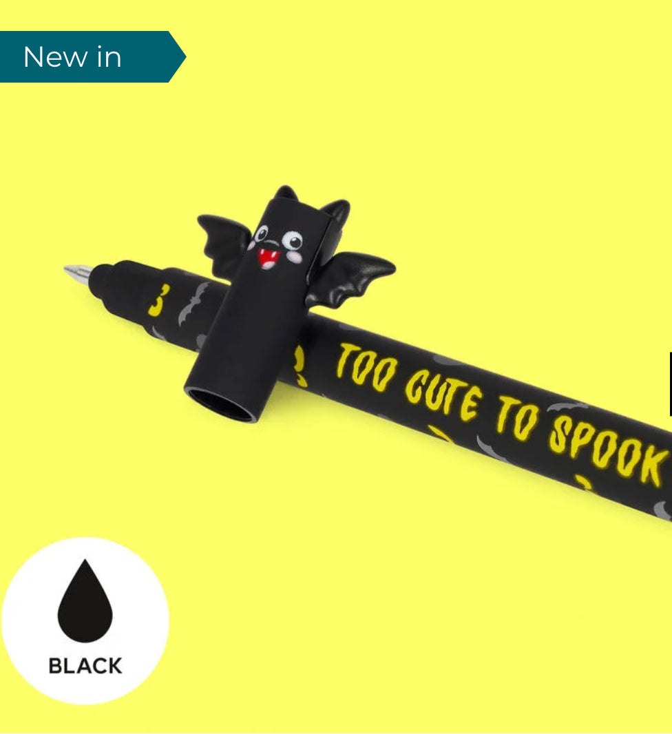 Bat erasable pen, black ink. Legami milano