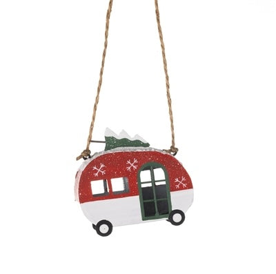 Vintage red caravan Christmas tree decoration