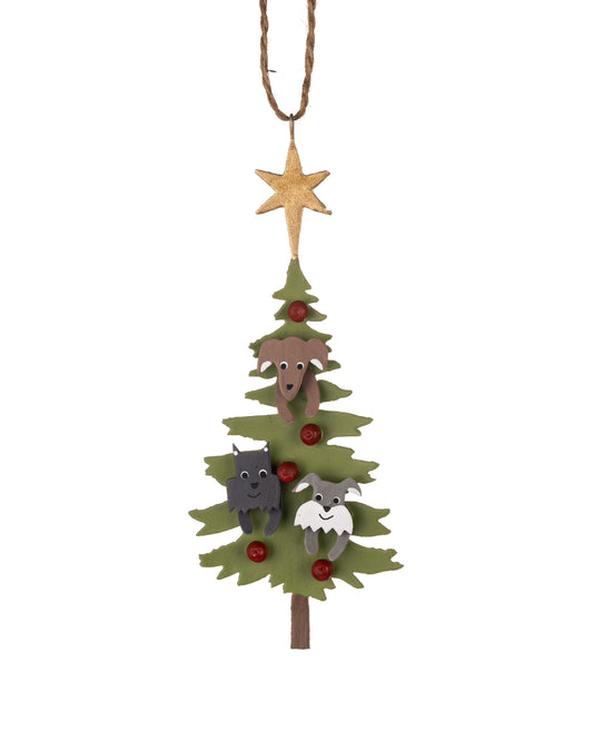 Dogs in the Christmas tree hanging decoration by Shoeless Joe