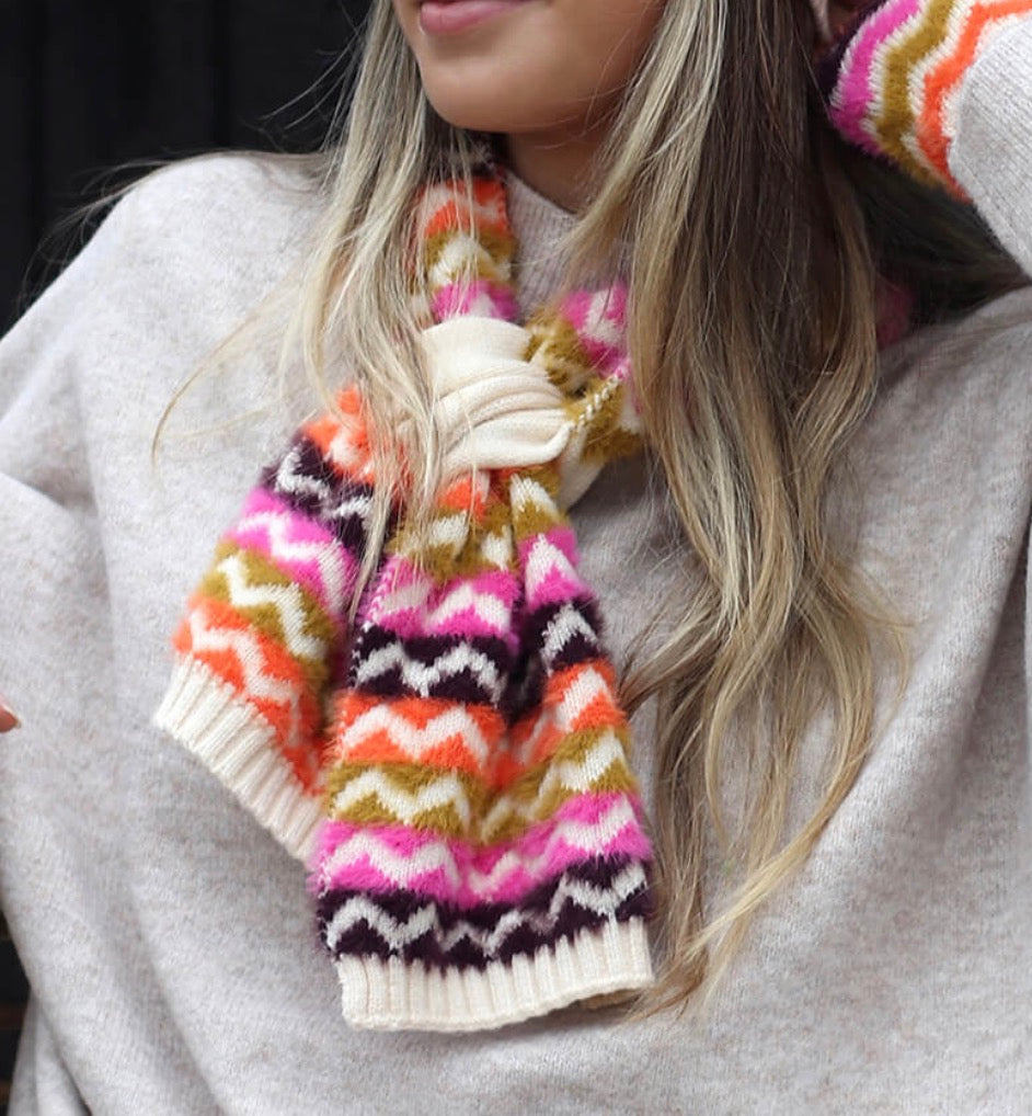 Autumn bright mix chevron pull through scarf