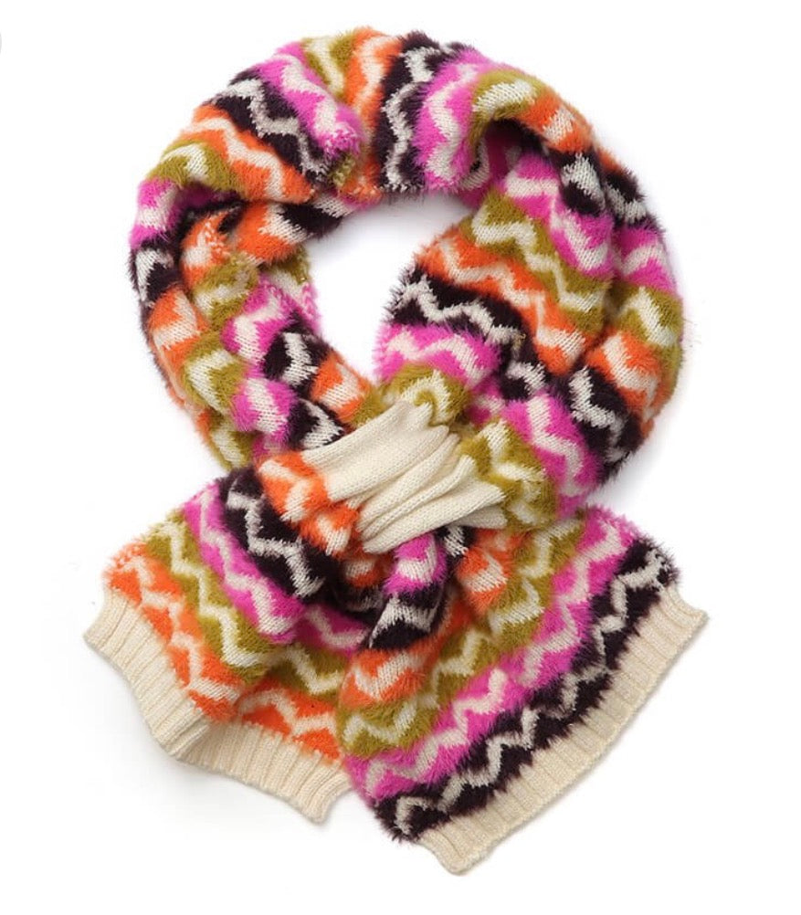 Autumn bright mix chevron pull through scarf