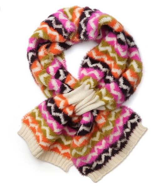 Autumn bright mix chevron pull through scarf