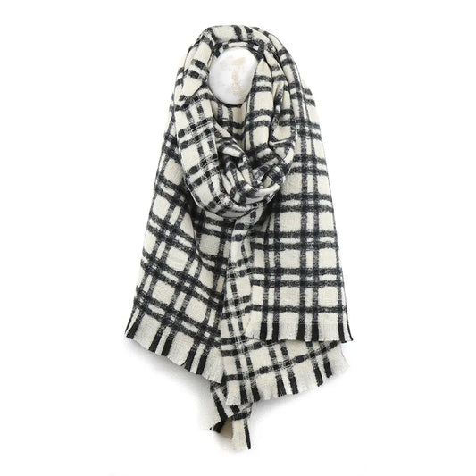 Monochrome crosshatch check scarf