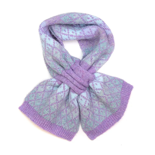 Recycled blend lilac diamond knit pull through scarf