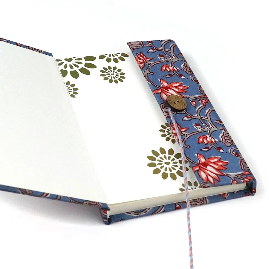 Blue mix botanical cotton bound notebook set