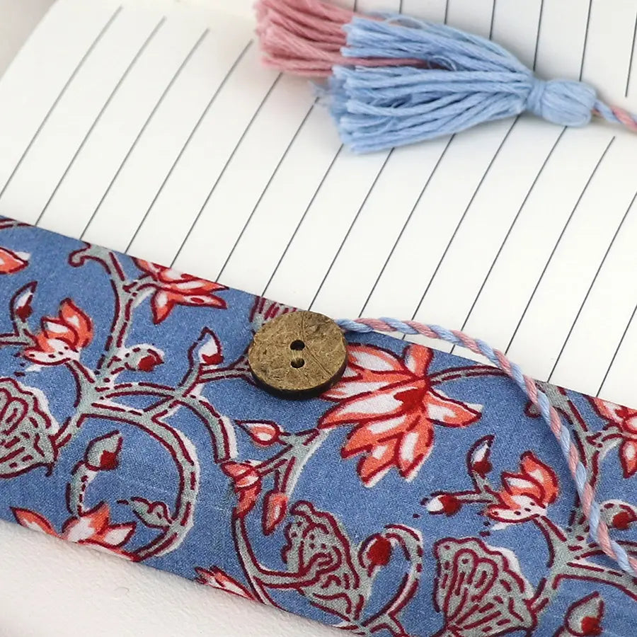 Blue mix botanical cotton bound notebook set