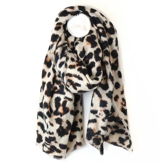 Beige mix soft animal print scarf