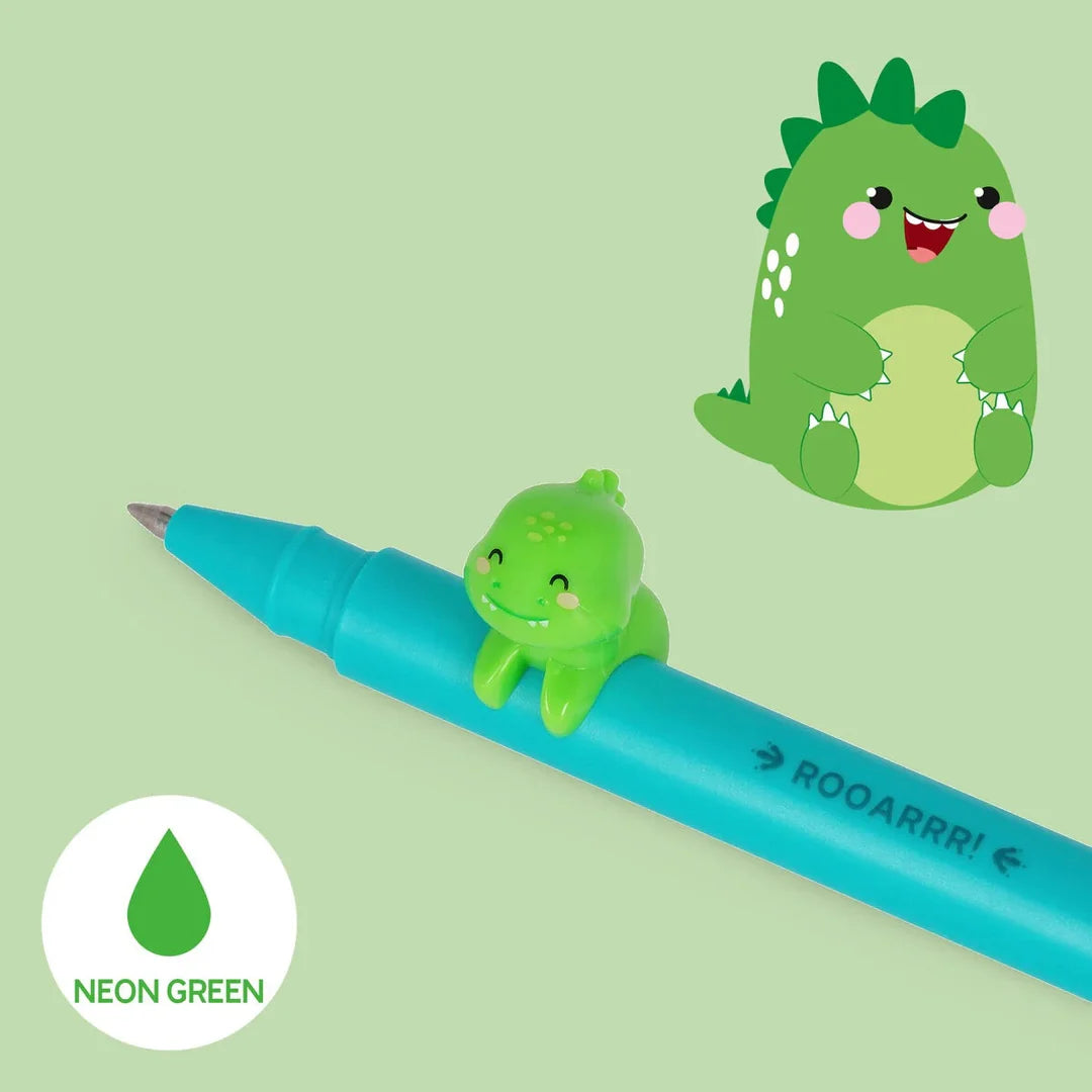 Dinosaur  lovely friends neon green ink gel pen
