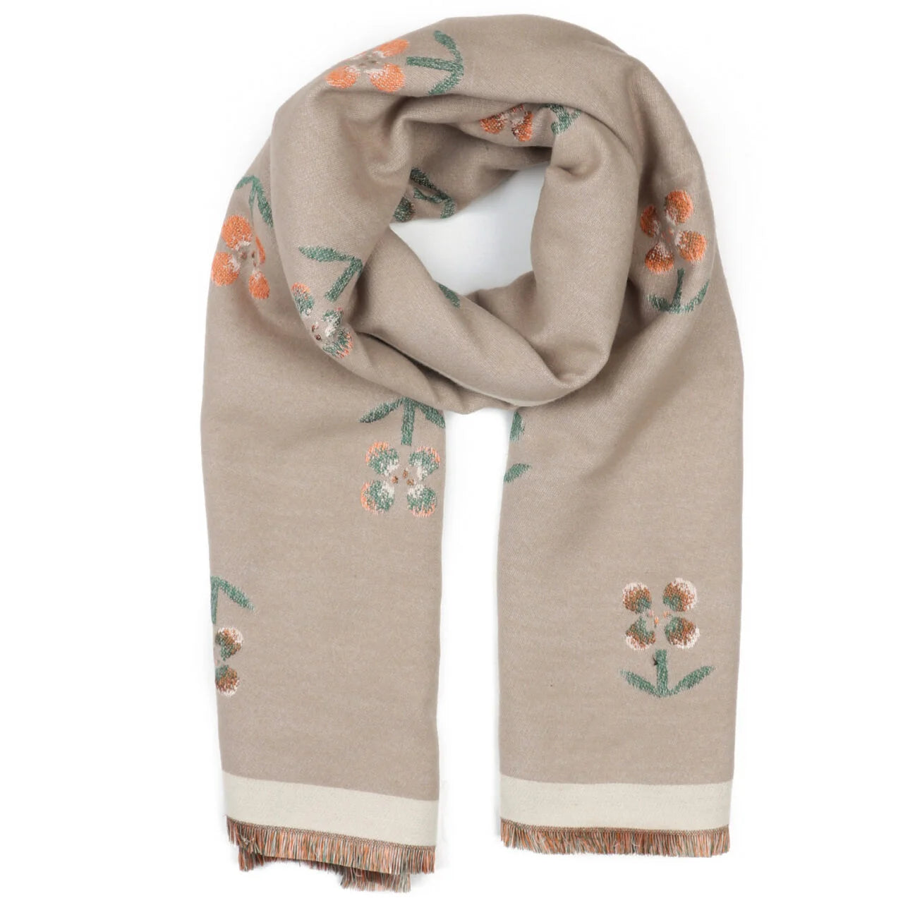 Floral print beige/cream scarf